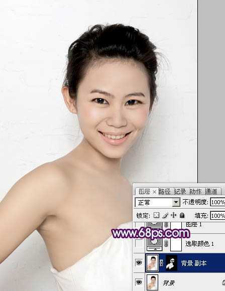 ‘Photoshop为人像图片调制出甜美的质感淡青色效果‘
