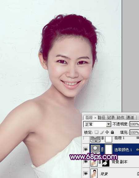 ‘Photoshop为人像图片调制出甜美的质感淡青色效果‘