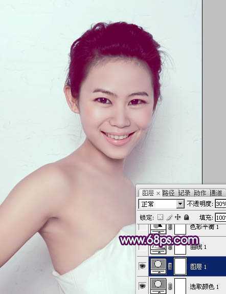 ‘Photoshop为人像图片调制出甜美的质感淡青色效果‘