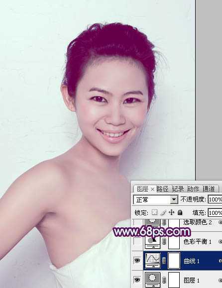 ‘Photoshop为人像图片调制出甜美的质感淡青色效果‘