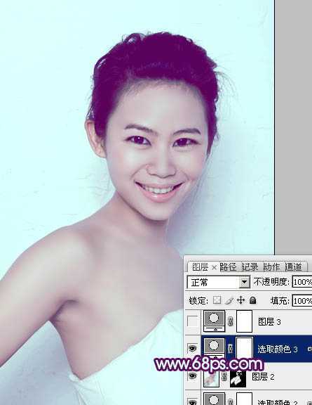 ‘Photoshop为人像图片调制出甜美的质感淡青色效果‘