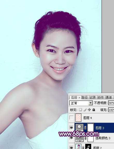 ‘Photoshop为人像图片调制出甜美的质感淡青色效果‘