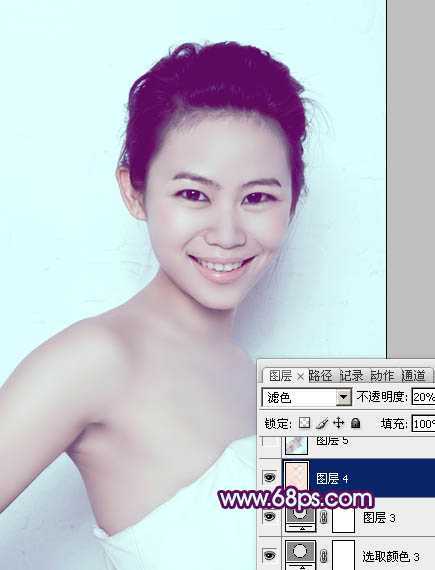 ‘Photoshop为人像图片调制出甜美的质感淡青色效果‘