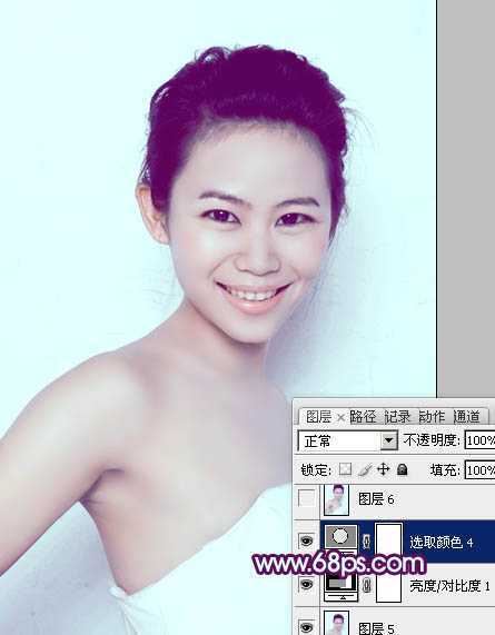 ‘Photoshop为人像图片调制出甜美的质感淡青色效果‘