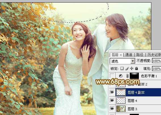‘Photoshop打造唯美的黄褐色秋季外景婚片‘