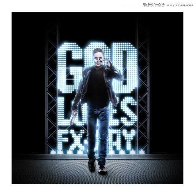 ‘Photoshop制作时尚男士闪烁的霓虹灯海报效果教程‘