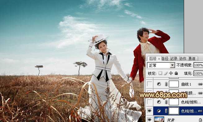 ‘Photoshop将逆光情侣图片增加漂亮的青红色‘