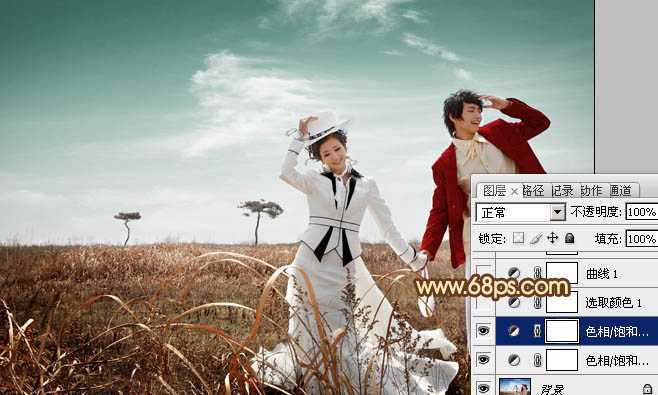‘Photoshop将逆光情侣图片增加漂亮的青红色‘