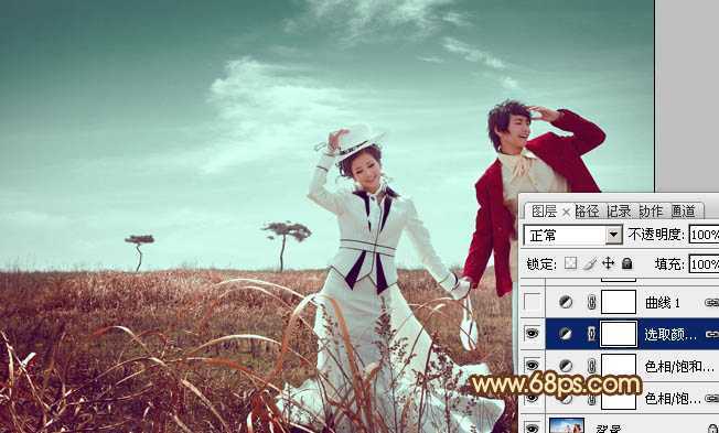 ‘Photoshop将逆光情侣图片增加漂亮的青红色‘