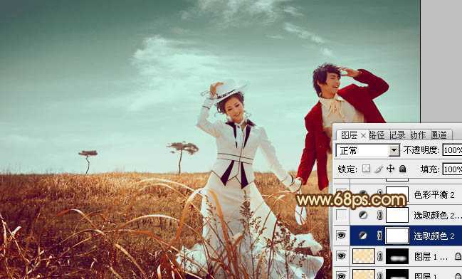 ‘Photoshop将逆光情侣图片增加漂亮的青红色‘