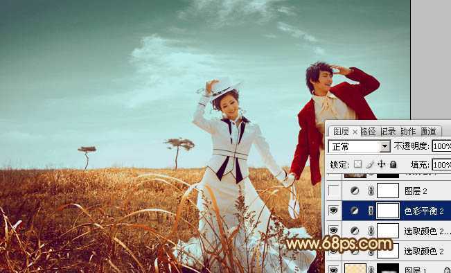 ‘Photoshop将逆光情侣图片增加漂亮的青红色‘