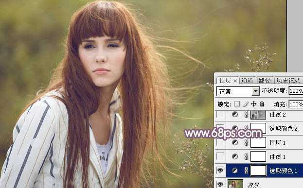 ‘Photoshop为秋季外景美女调制出唯美的淡褐色‘