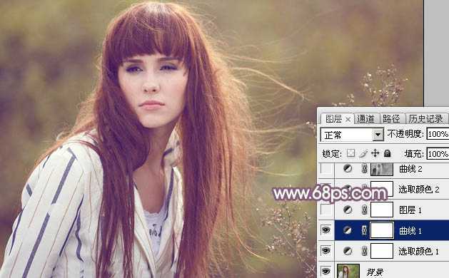 ‘Photoshop为秋季外景美女调制出唯美的淡褐色‘