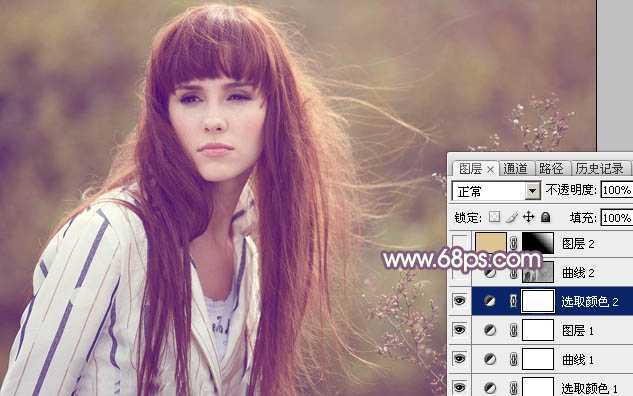 ‘Photoshop为秋季外景美女调制出唯美的淡褐色‘