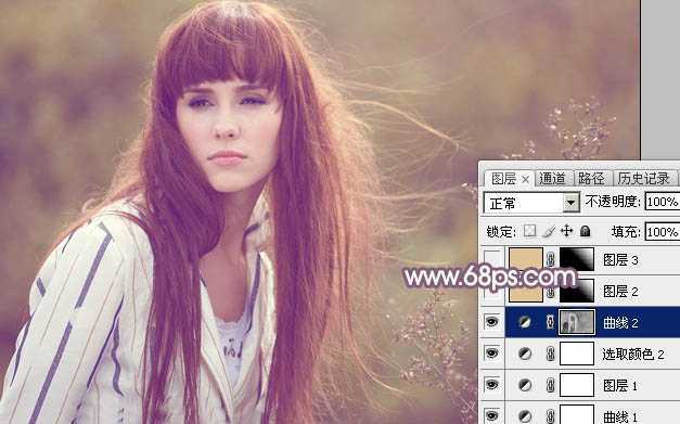 ‘Photoshop为秋季外景美女调制出唯美的淡褐色‘