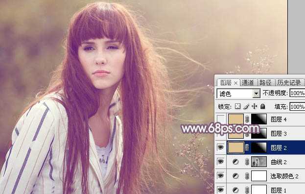 ‘Photoshop为秋季外景美女调制出唯美的淡褐色‘