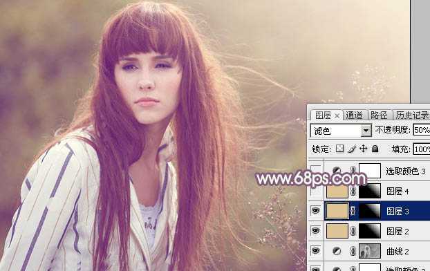 ‘Photoshop为秋季外景美女调制出唯美的淡褐色‘