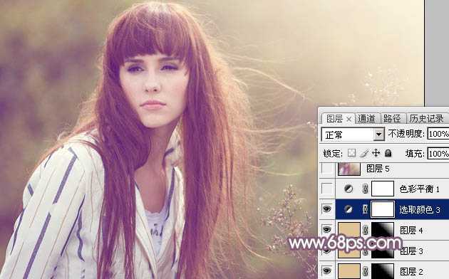 ‘Photoshop为秋季外景美女调制出唯美的淡褐色‘