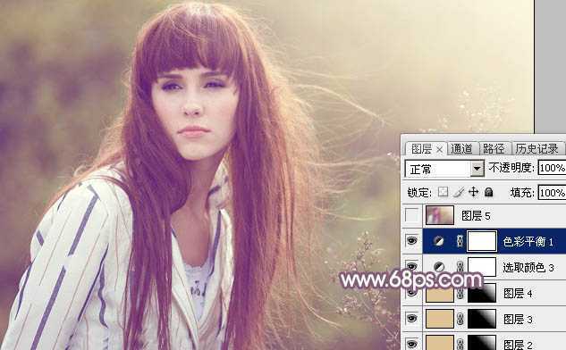 ‘Photoshop为秋季外景美女调制出唯美的淡褐色‘