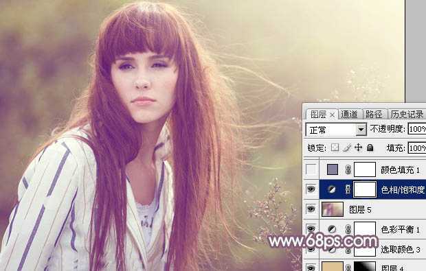 ‘Photoshop为秋季外景美女调制出唯美的淡褐色‘