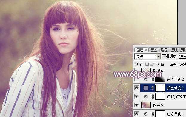 ‘Photoshop为秋季外景美女调制出唯美的淡褐色‘