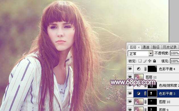 ‘Photoshop为秋季外景美女调制出唯美的淡褐色‘