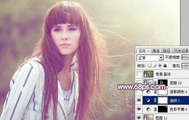 ‘Photoshop为秋季外景美女调制出唯美的淡褐色‘