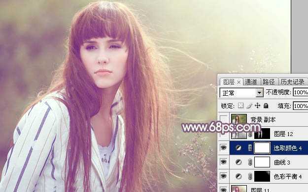 ‘Photoshop为秋季外景美女调制出唯美的淡褐色‘