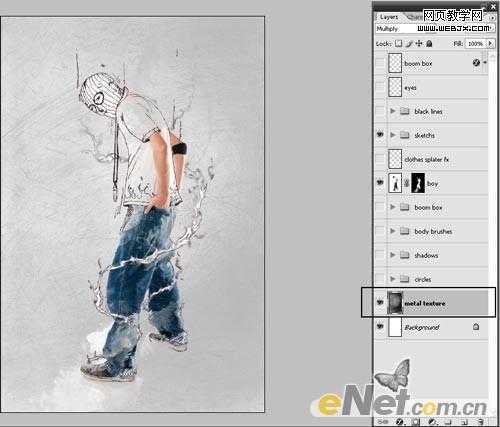 ‘Photoshop将牛仔裤帅哥制作出手绘草图特效‘