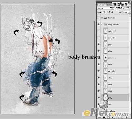 ‘Photoshop将牛仔裤帅哥制作出手绘草图特效‘