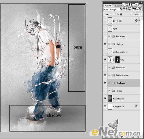 ‘Photoshop将牛仔裤帅哥制作出手绘草图特效‘
