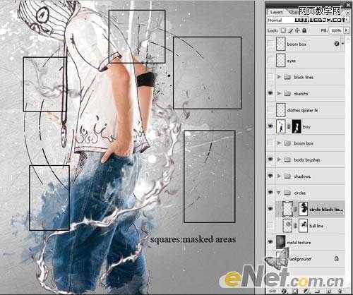 ‘Photoshop将牛仔裤帅哥制作出手绘草图特效‘