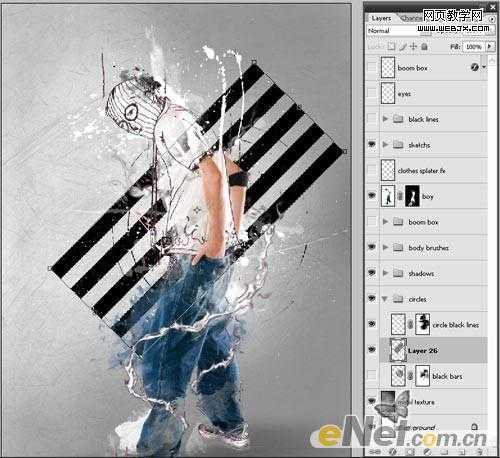 ‘Photoshop将牛仔裤帅哥制作出手绘草图特效‘