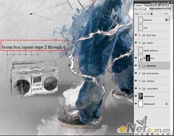 ‘Photoshop将牛仔裤帅哥制作出手绘草图特效‘