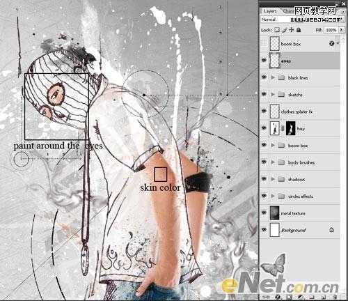 ‘Photoshop将牛仔裤帅哥制作出手绘草图特效‘