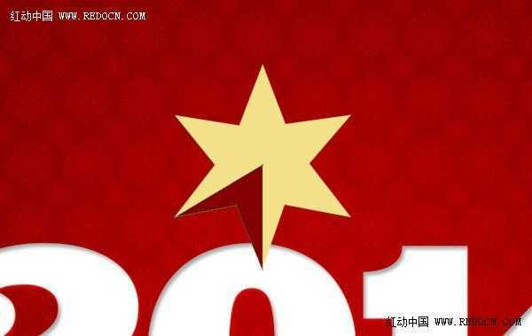 ‘Photoshop制作非常简洁喜庆的红色2014新年贺卡‘