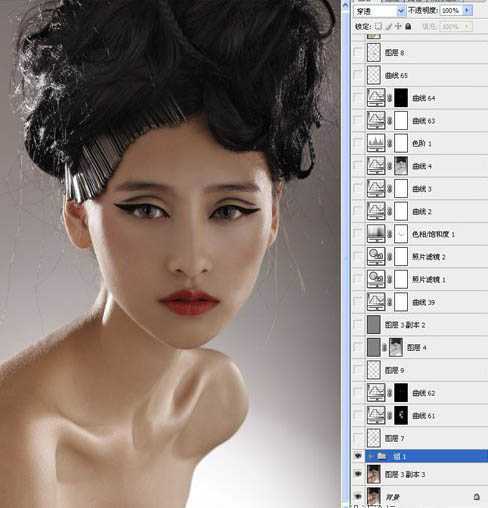 ‘Photoshop将给模特头像制作出精确美化及增强质感效果‘
