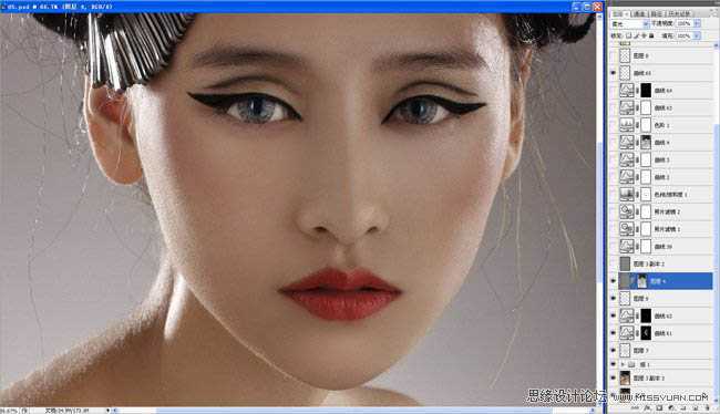 ‘Photoshop将给模特头像制作出精确美化及增强质感效果‘