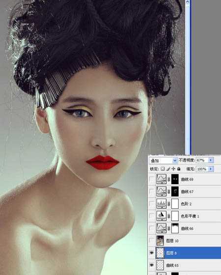 ‘Photoshop将给模特头像制作出精确美化及增强质感效果‘