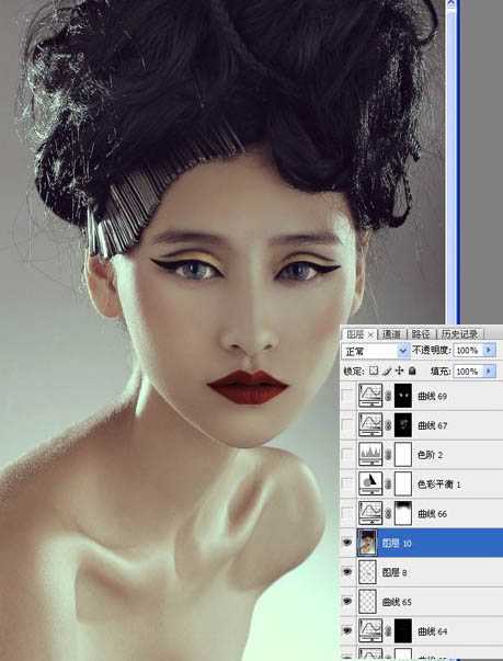 ‘Photoshop将给模特头像制作出精确美化及增强质感效果‘