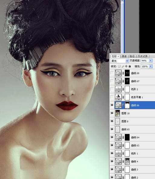 ‘Photoshop将给模特头像制作出精确美化及增强质感效果‘