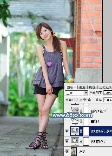 ‘Photoshop为建筑边的美女快速调出清爽的蜜糖色‘