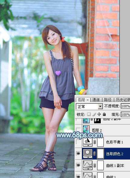 ‘Photoshop为建筑边的美女快速调出清爽的蜜糖色‘