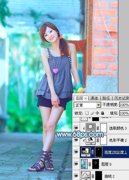 ‘Photoshop为建筑边的美女快速调出清爽的蜜糖色‘