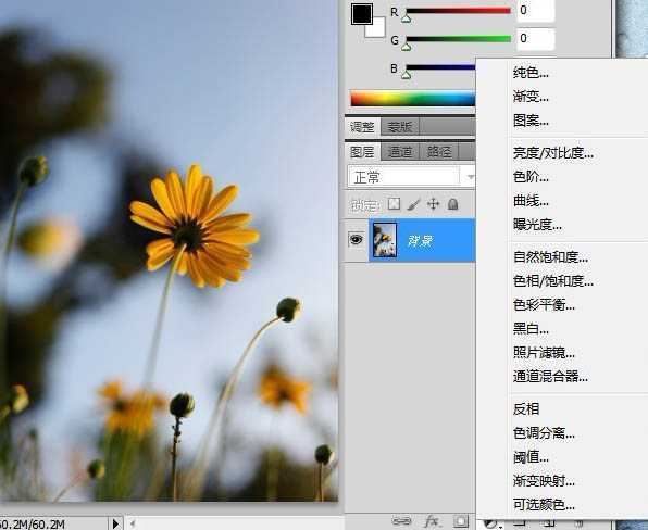 ‘photoshop利用纯色图层快速打造中性蓝黄色花朵图片‘