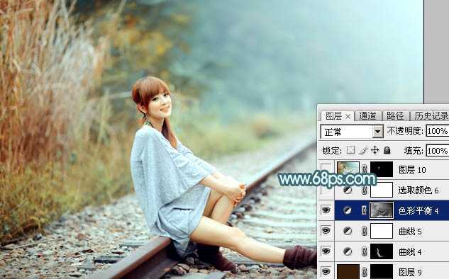 ‘Photoshop为外景人物图片打造出甜美的淡调青黄色‘