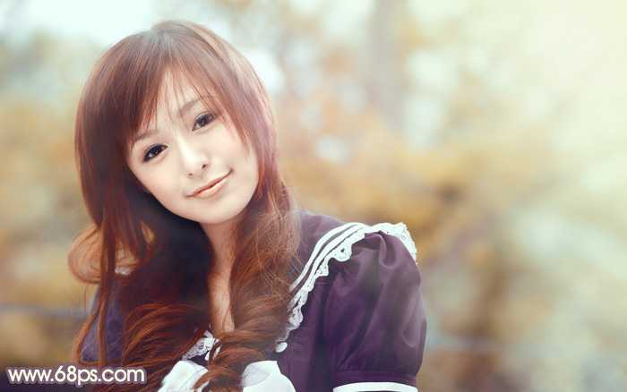 ‘Photoshop为外景美女加上秋季中性暖褐色‘