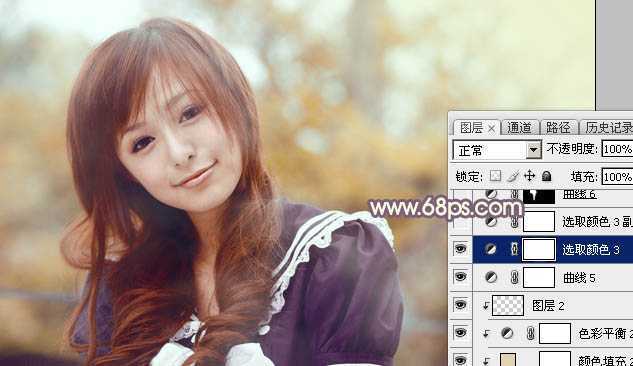 ‘Photoshop为外景美女加上秋季中性暖褐色‘