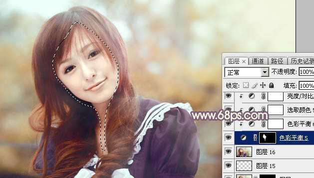 ‘Photoshop为外景美女加上秋季中性暖褐色‘
