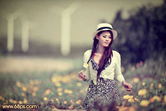 ‘Photoshop将外景美女图片调成漂亮的暖褐色‘